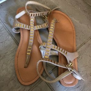 Golden Double Belted Strappy Sandles